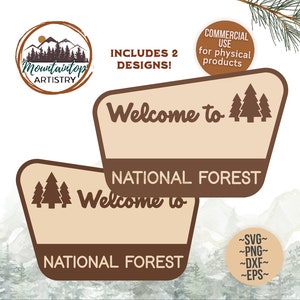 Signo del bosque nacional personalizable Un feliz camper cumpleaños decoración bosque nacional vivero bosque bebé ducha bosque nacional POD diseños