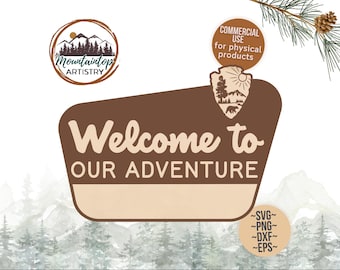Nationalpark Schild Wald-Hochzeitsgeschenk Abenteuer Hochzeitsschild Waldthema Dekor Natur Wandkunst Nationalpark-Abenteuer SVG