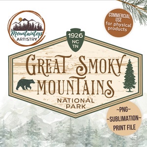Great Smoky Mountains National Park Printable Gift Smoky Mountain Wall Art National Park Decal Smoky Mountains Gift For Hikers Mountain Sign