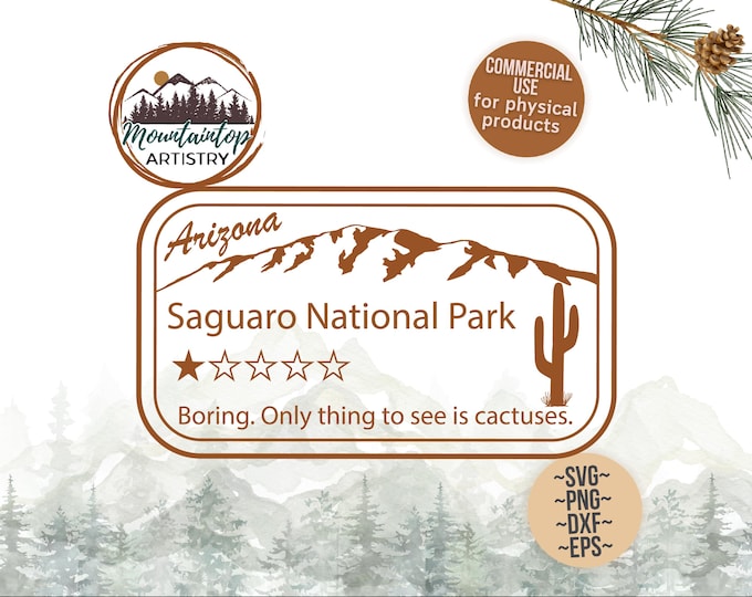 Saguaro National Park Shirt PNG Funny 1 Star Review National Park Gift Arizona Gift Saguaro SVG Cactus Art Arizona Saguaro POD Shirt Designs
