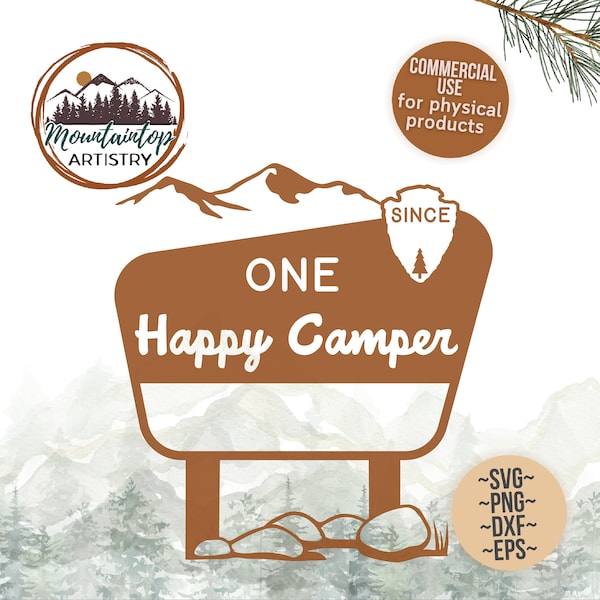 One Happy Camper Sign Editable Birthday Party Camping Theme Woodland Baby Shower Happy Camper Decor One Happy Camper SVG Gift For New Parent