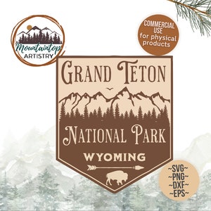 Grand Teton National Park Geschenk Wyoming Wandkunst Grand Teton Shirt PNG Bison Dekor Wyoming SVG Berg Patch Grand Teton Nationalpark Geschenke