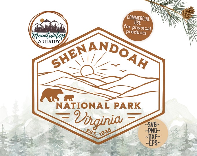 Shenandoah National Park Shirt PNG Virginia Gifts Black Bear Wall Art Shenandoah SVG Appalachian Gift For Hikers Shenandoah POD Designs Bear