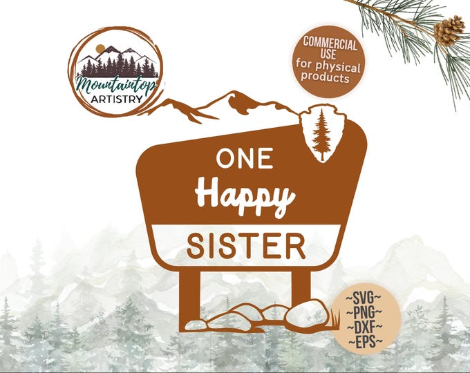 One Happy Sister Sign National Park Birthday Party Camping Decor Woodland Baby Shower One Happy Sister Gift For New Sisters Baby Shower Gift