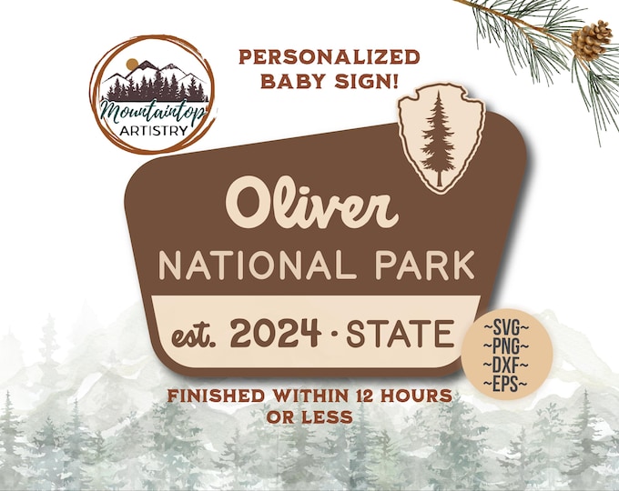 Personalized National Park Sign Design Wall Art Customized Made To Order Sign Decor For Baby Nursery National Park Sign Customized Woodland