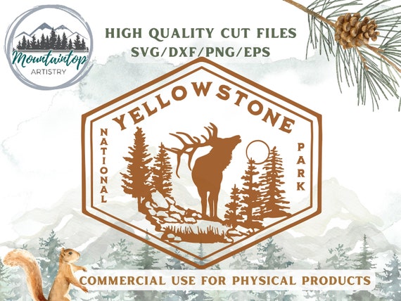 Yellowstone National Park SVG Yellowstone Gift National Park Badge Yellowstone Shirt PNG Elk Decor Wyoming Gift Yellowstone POD Designs Elk