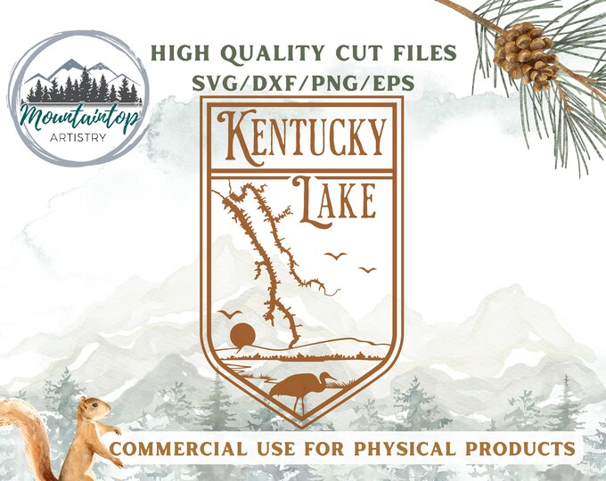 Kentucky Lake Wall Art Fishing Gift Lake House Decor Kentucky Lake Map SVG Boat Decal Outdoorsy Printable Tennessee Gift Kentucky Shirt SVG