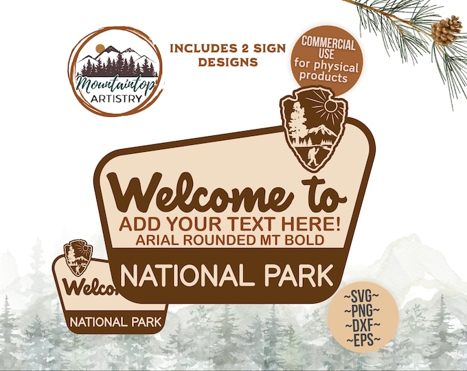 Customizable National Park Sign Editable Woodland Wall Art Sasquatch Decor Camping Birthday Party Forest Classroom Decor Bigfoot Boho SVG