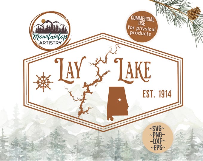 Lay Lake Alabama Wall Art Lake House Decor Boat Decal On Lake Time SVG Lay Lake Alabama Gift Fishing Lay Lake PNG Lake POD Designs Alabama
