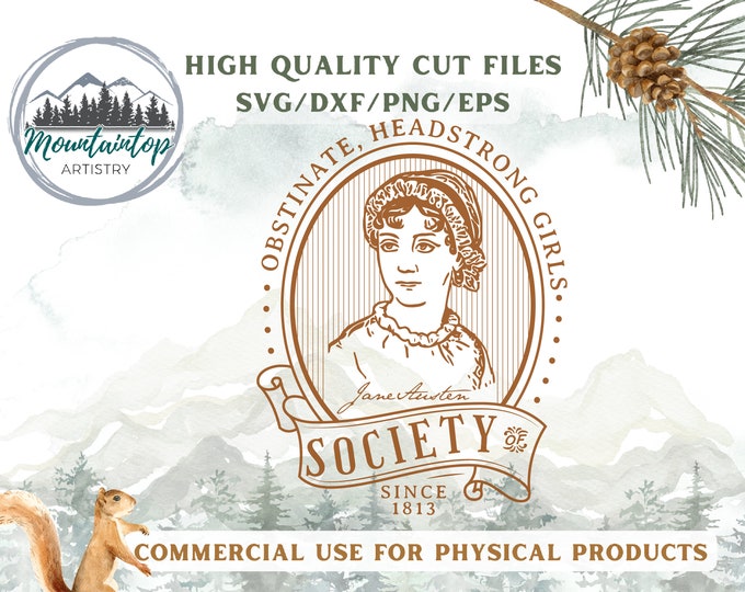 Obstinate Headstrong Girl Society, Jane Austen SVG, Pride and Prejudice Gifts, Jane Austen Gifts