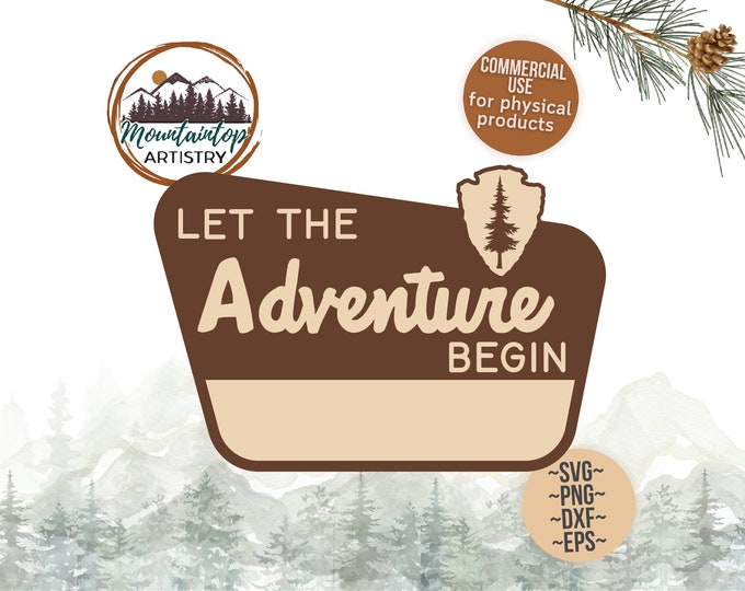 Let The Adventure Begin Sign Customizable National Park Sign Woodland Decor Forest Customizable Adventure Sign Wedding Editable Gift Couple
