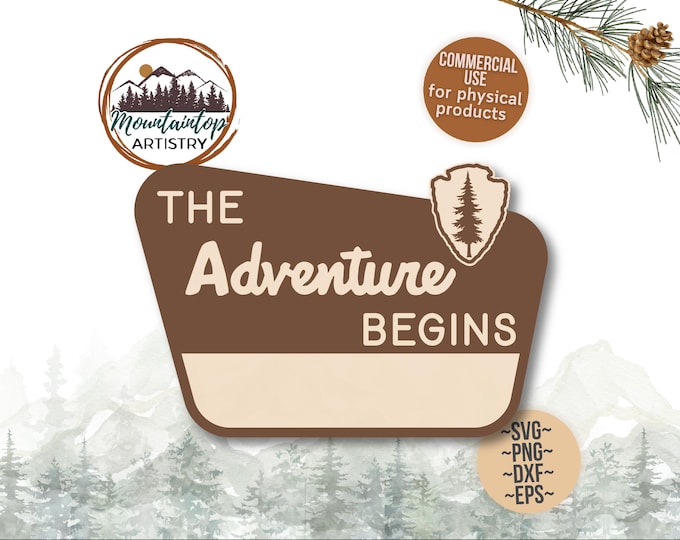 The Adventure Begins Sign Customizable National Park Sign Forest Wedding Decor Gift Customizable Adventure Sign Wedding Editable Gift Couple