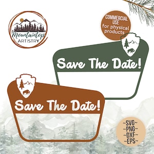 Guardar la fecha signo Parque Nacional Tema Bosque Boda Decoración Bosque Tema Boda Guardar la fecha Parque Signo PNG Personalizable Guardar la fecha