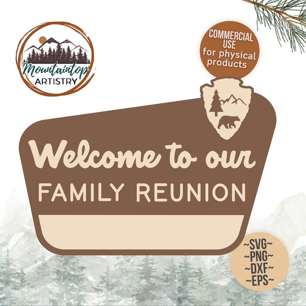 Family Reunion Sign National Park Theme Family Camping Sign Family Party Reunion Welcome Sign Customizable Reunion Decor Family Gathering