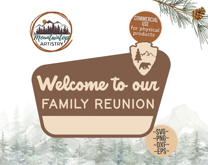 Family Reunion Sign National Park Theme Family Camping Sign Family Party Reunion Welcome Sign Customizable Reunion Decor Family Gathering