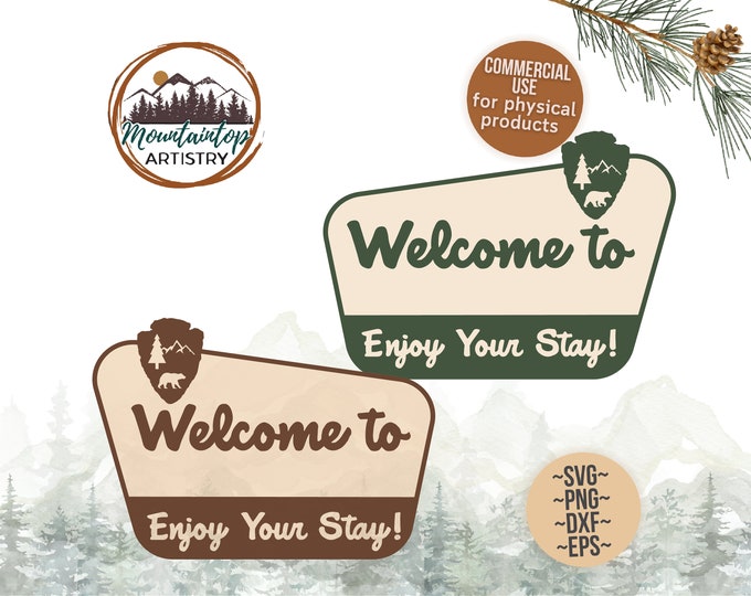 Welcome National Park Sign Housewarming Gift Enjoy Your Stay Sign Customizable Woodland Wall Art National Park Decor Camping Gift Vacation