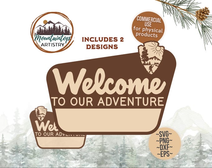 National Park Gift Forest Wedding National Park Sign Wedding Gift Adventure Yeti Welcome Adventure Sign Woodland Nursery Sasquatch Wall Art