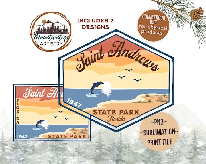 Saint Andrews State Park PNG Florida Gift Beach House Decor Florida Sublimation Shirt Design Saint Andrews State Park Print Wall Art Dolphin