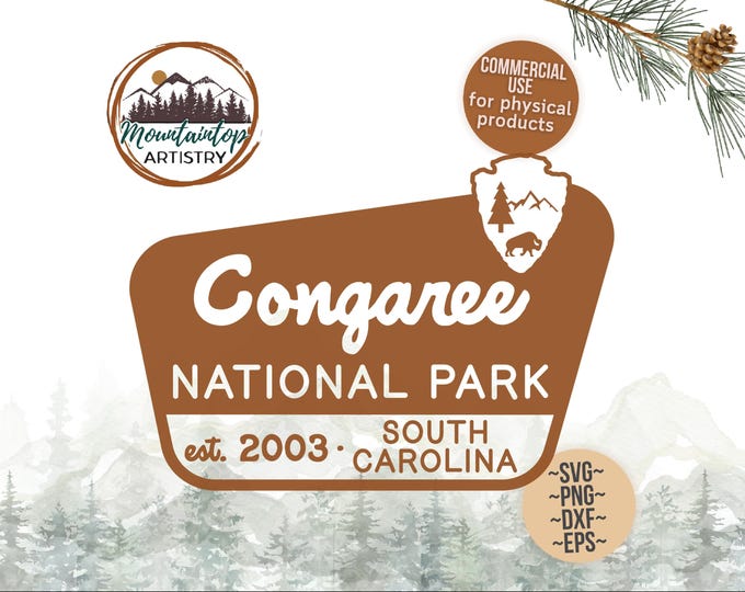 Congaree National Park Sign South Carolina Wall Art Marsh PNG Cypress Tree Decor Congaree Shirt PNG Swamp Decal Congaree National Park SVG