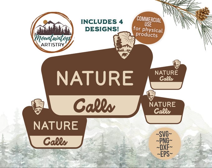 Nature Calls National Park Sign Bundle Woodland Wall Art Nature Themed Baby Shower Camping Birthday Party Forest Decor Boho SVG Nature Calls
