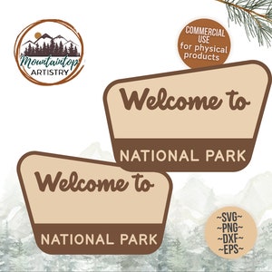 Benvenuto al cartello del parco nazionale, decorazione personalizzabile per vivaio del bosco, cartello del parco nazionale, arte murale modificabile della foresta, festa di compleanno della natura, campeggio