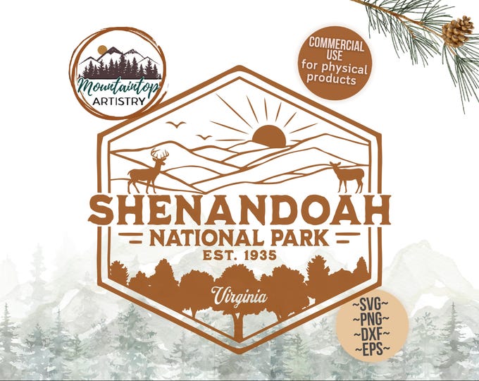 Shenandoah National Park Shirt PNG Virginia Gifts Deer Wall Art Shenandoah SVG Appalachian Gift For Hikers Virginia POD Designs Deer Decor