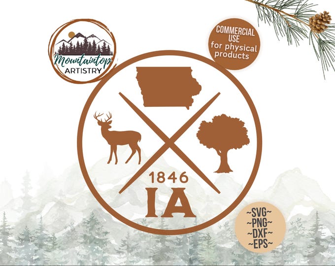Iowa Wall Art White Tail Deer Decor Gift for Ranchers Iowa Shirt PNG Adventure Decal Hunting Gift Iowa SVG Farm Life Wall Art Hunter Gifts