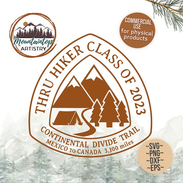CDT Thru Hike Gift Continental Divide Trail Gift For Hikers Class Of 2023 Mountain Wall Art Outdoorsy SVG Hiking Decor Camper Decal Hiker