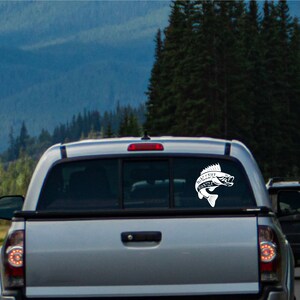 Example of the walleye hunter design as a vinyl decal on windows.