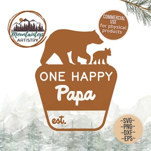 Cadeaux One Happy Papa pour grand-père ours Décorations de douche Camping Cadeau d'anniversaire pour papa chemise PNG Ours noir Décoration de chambre d'enfant Cadeau de campeur heureux