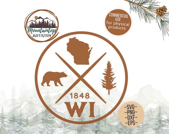 Wisconsin SVG Black Bear Decor Wisconsin Wall Art Bear Forest Theme Wisconsin Shirt PNG Black Bear Decal Wisconsin Gift For Hunters Bear SVG
