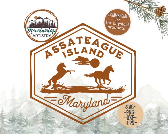 Assateague Island SVG Maryland Gift Assateague Island Wild Horse Gift Maryland PNG Assateague Island Printable Horse Shirt svg Maryland POD