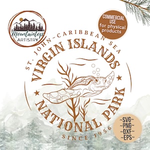 Maagdeneilanden Nationaal Park cadeau zeeschildpad PNG Caribisch shirt Maagdeneilanden muurkunst Saint John Island cadeau Nationaal Park SVG zeeschildpad