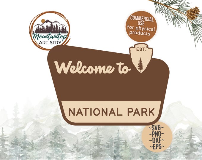 National Park Sign Customizable Woodland Nursery Decor Camping Birthday Party Sign Editable Nature Theme Baby Shower National Park Sign SVG