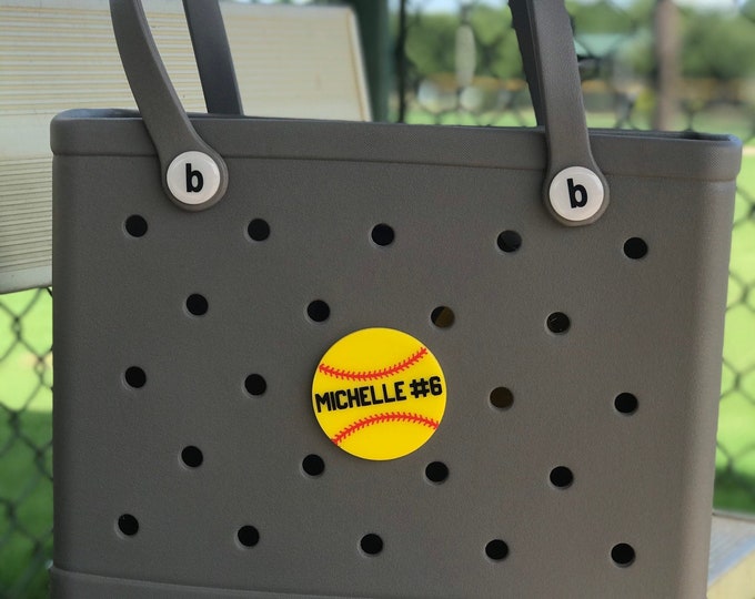BOGG Bag Charm BOGG Bag Bits Water Proof Softball BOGG Bag Accessories Simply Southern Tote Bag