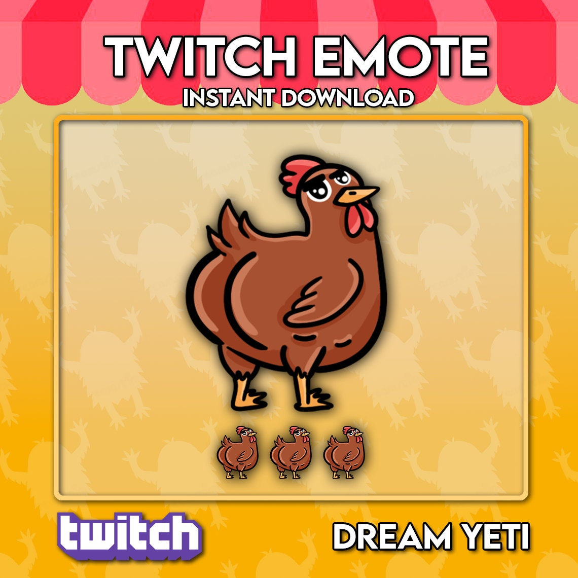 What What Chicken Butt Emote for Twitch Etsy