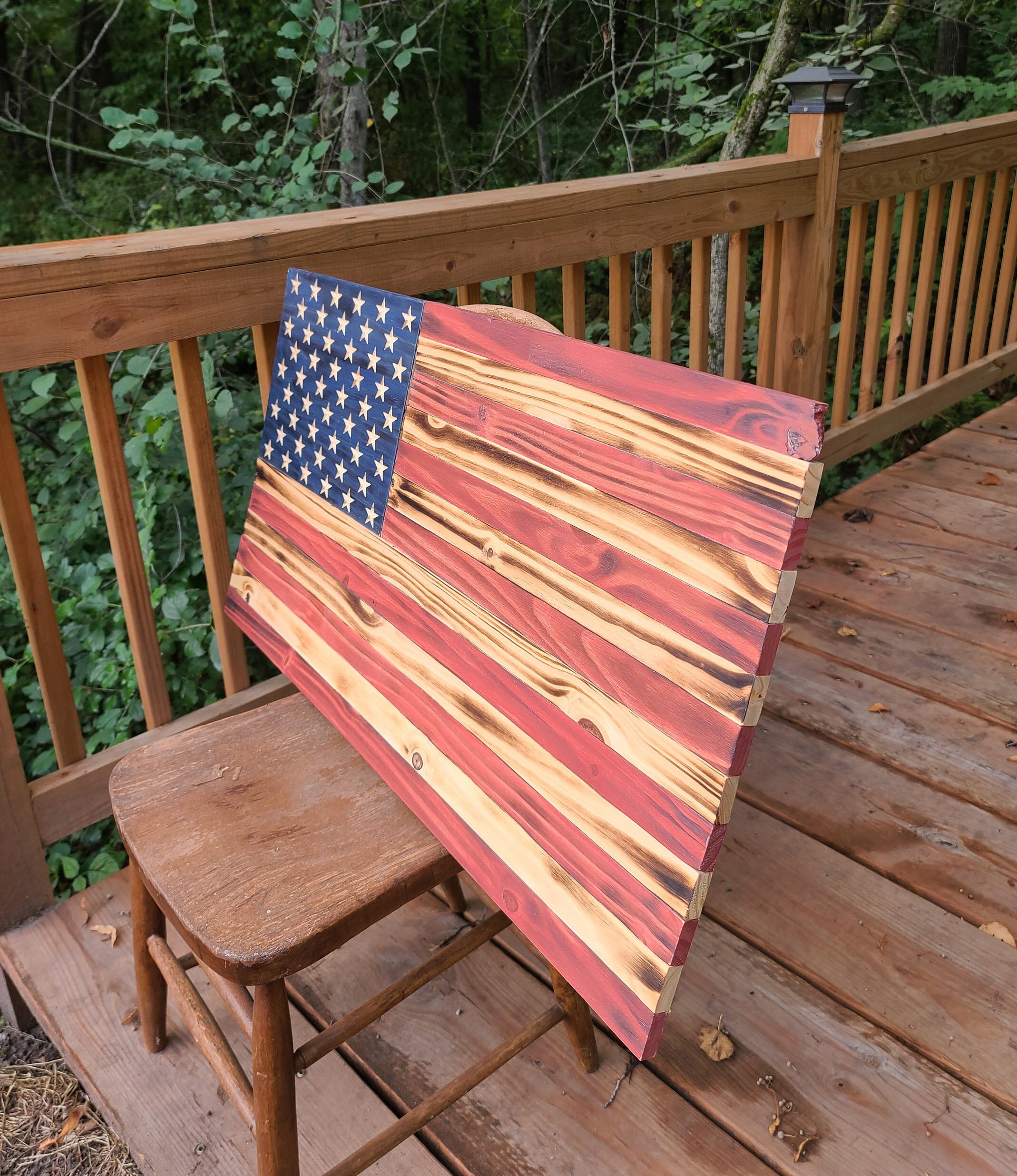 Rustic American Flag, Wall Decor, Rustic Wooden Color, Charred American ...