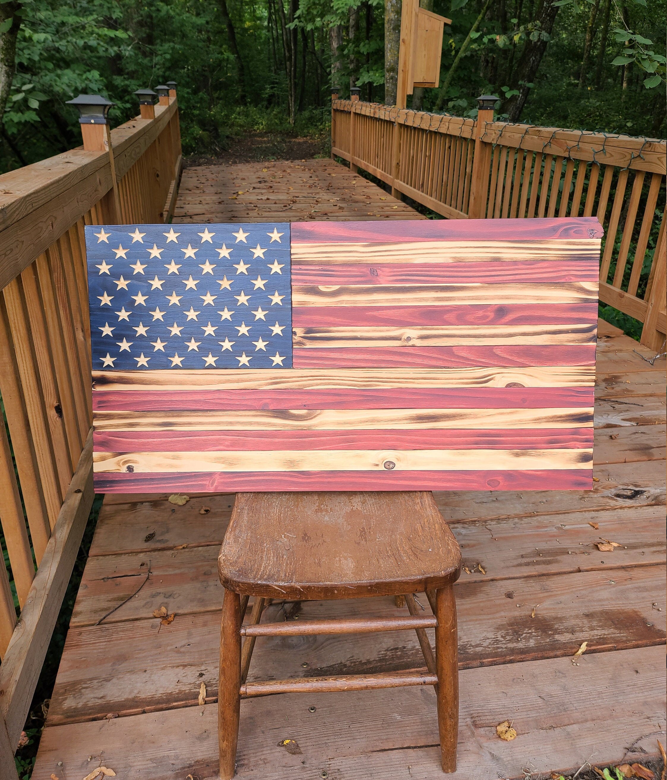 Rustic American Flag, Wall Decor, Rustic Wooden Color, Charred American ...