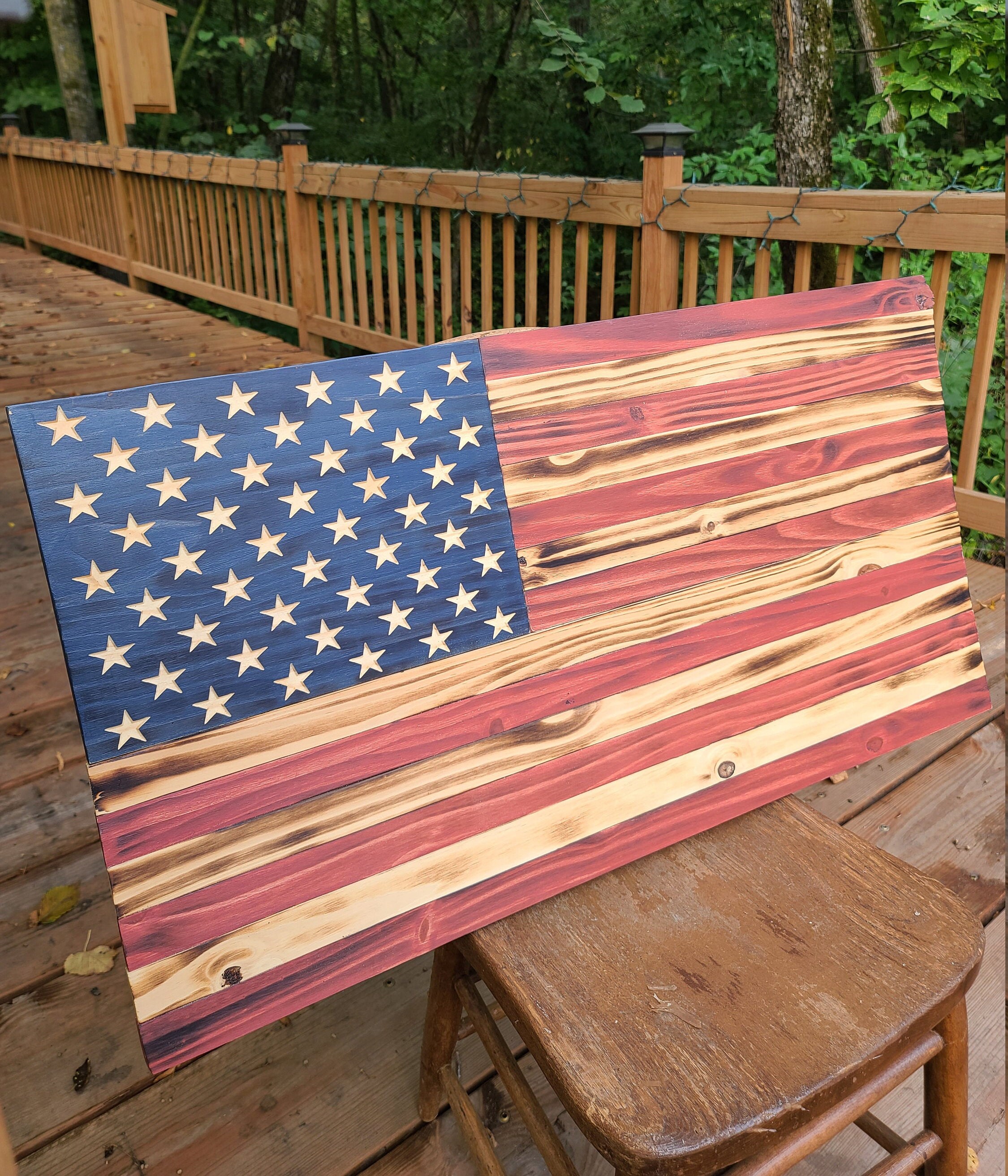 Rustic American Flag, Wall Decor, Rustic Wooden Color, Charred American ...