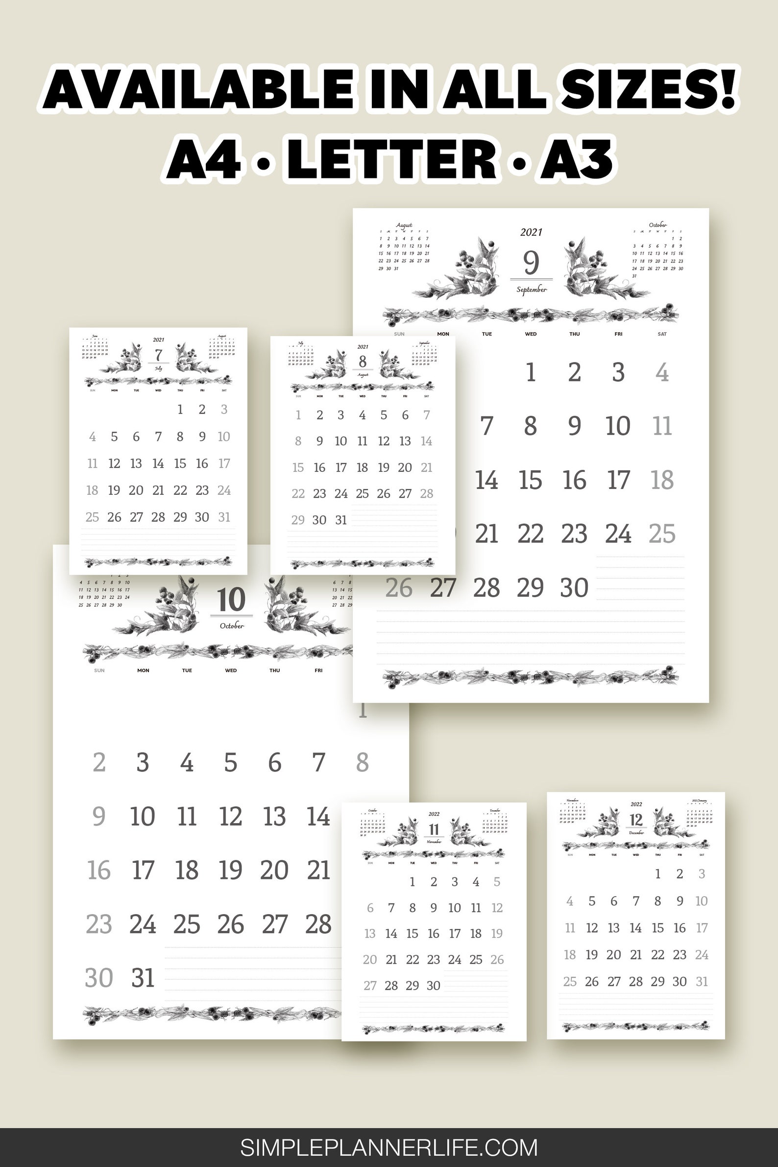 2021 2022 calendar printable pdf 24pages aesthetic art etsy
