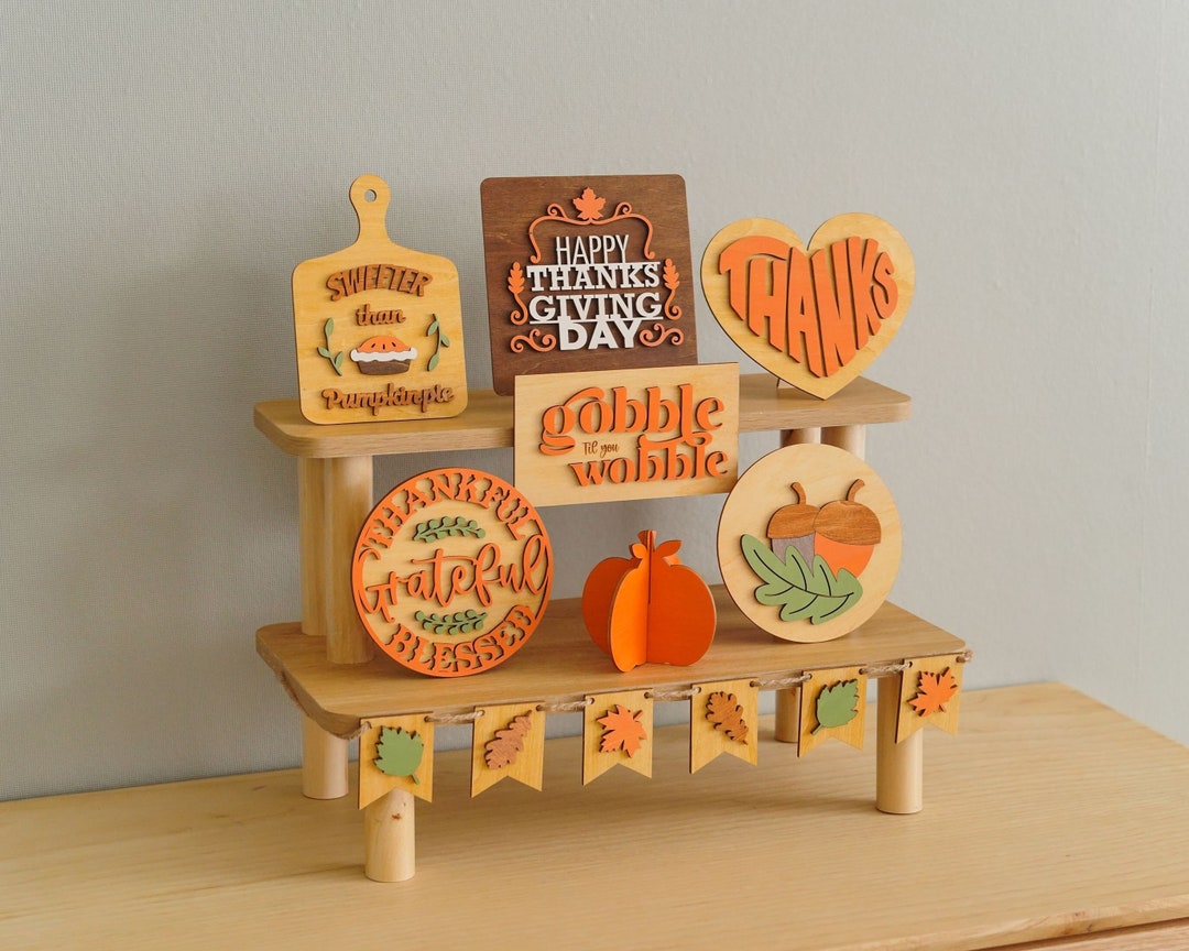 Thanksgiving Tray Decor Set Thanksgiving Sign Wooden Decor Etsy