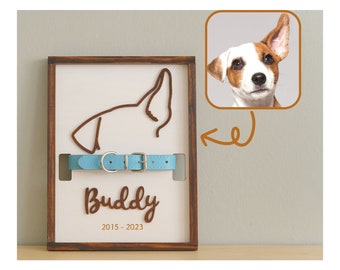 Memorial Pet Collar Frame, Dog Ear Framed Art, Loss of Dog, Cat Loss Gifts, Pet Collar Holder, Bereavement Gifts,Memorial Standing Frame G98
