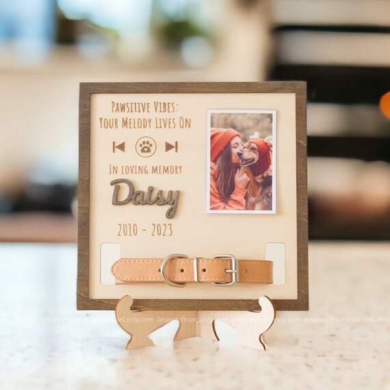 Pet Memorial Frame, Personalized Frame, Loss Of Dog Sympathy, Custom Engraved Sign, Pet Memorial Standing, Bereavement Gift, Collar Sign N56
