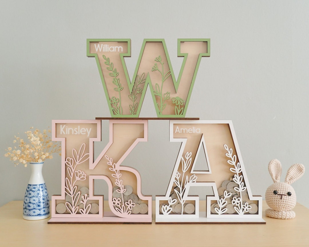 Baby Letter Money Box, Coin Bank, 1 Year Old Gift, Money Banks, Wooden