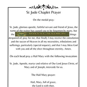Guide de prière de Saint Jude Chapelet, prière imprimable de Saint Jude pour nous, svg de Saint Jude, carte de prière en téléchargement numérique, saint patron de la cause perdue