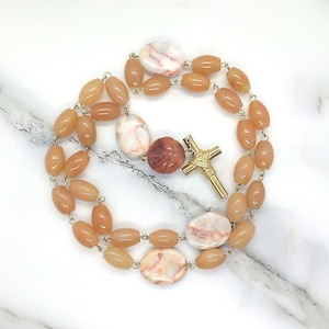 Protestant rosary, Orange agate Methodist prayer beads, Episcopal rosary, Anglican beads, Episcopal gifts for women, Christian faith gifts