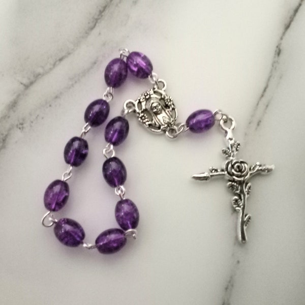 Purple rosary tenner, One decade rosary for women, Handmade rosary, Catholic gifts for teens, Godmother gift for goddaughter, RCIA gifts