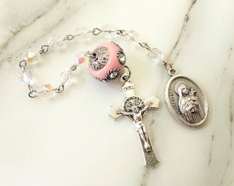 Saint Therese of Lisieux rosary tenner, St Therese rosary pink, First Communion gift girl, Confirmation gifts for girl, Rosary for women