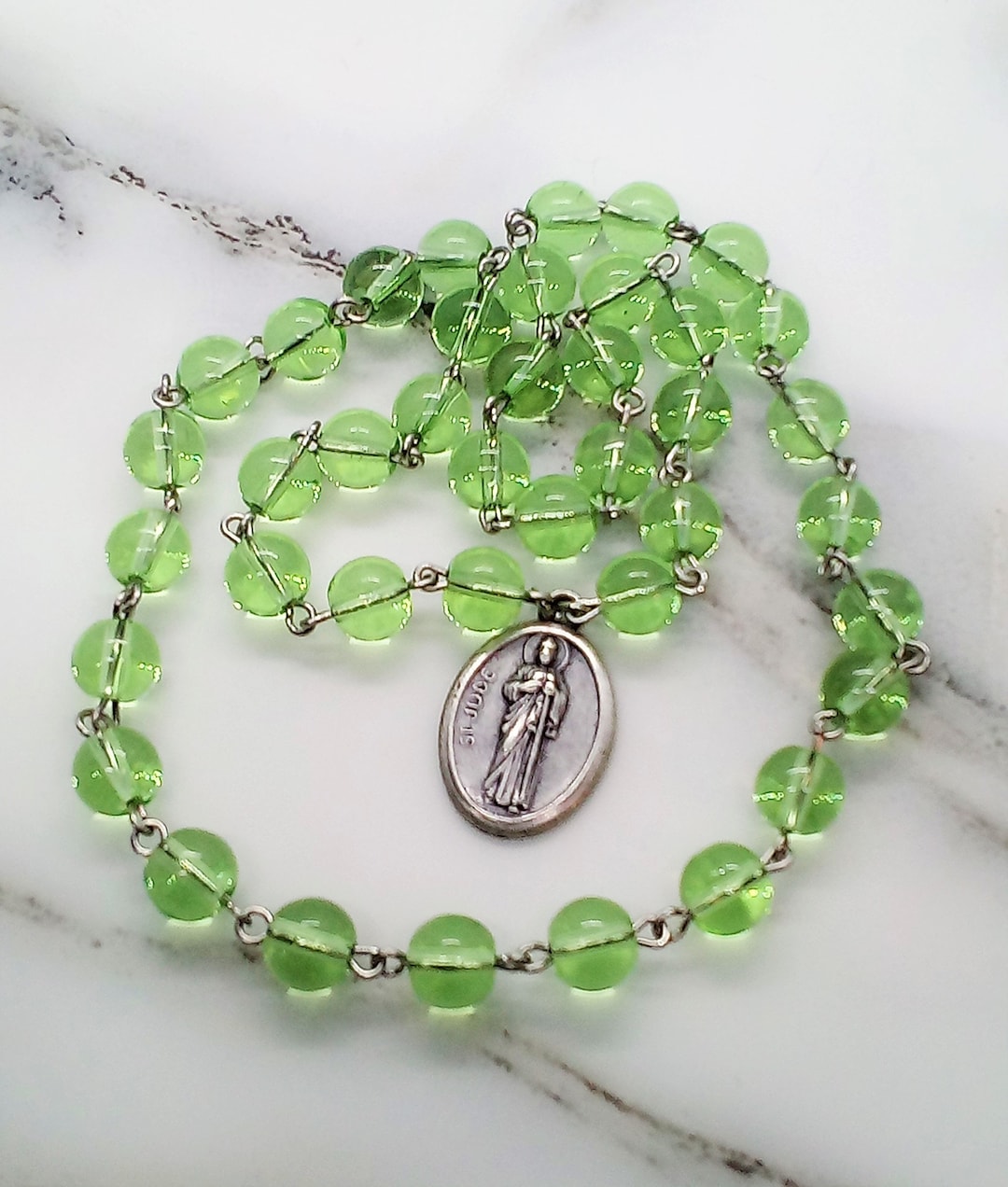 Green Beaded Saint Jude Chaplet, St Jude Gifts, Patron Saint of Lost ...