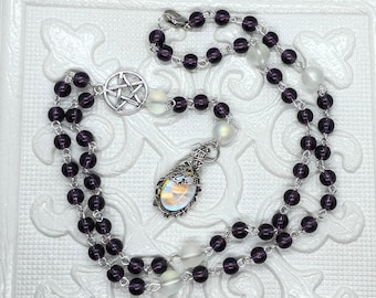Hexenspiegel witchs mirror pentacle rosary necklace, Pagan gifts for women, Wiccan rosary, Pagan prayer beads, Witch rosary, Meditation gift
